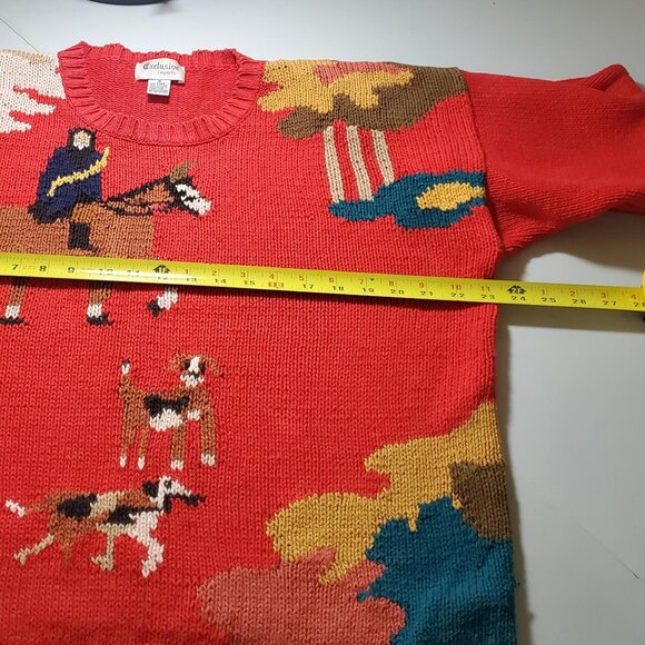 Exclusive Imports Crewneck Hunt Scene 80s Sweater Sz M- shipping incl. - Picture 7 of 16